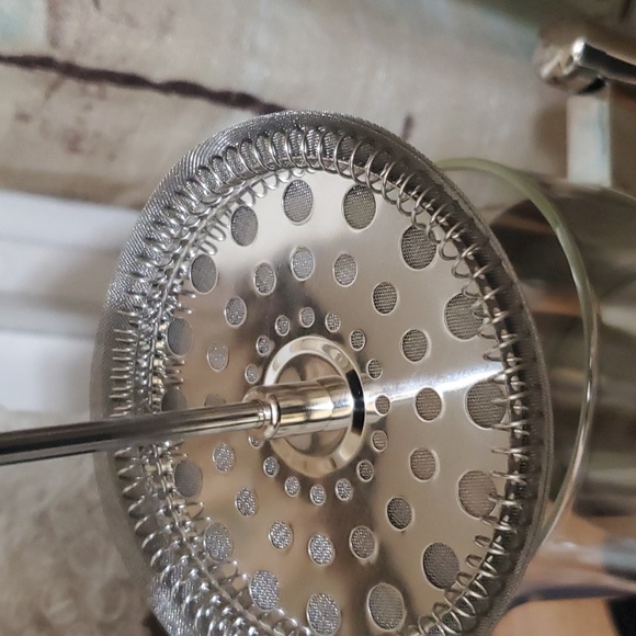 French Press Coffee Maker 34oz Large Stainless + Glass Set w/ Cups Brush Spoon - Picture 4 of 7